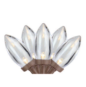 25 Warm White LED C9 Christmas Lights - 16 ft Brown Wire