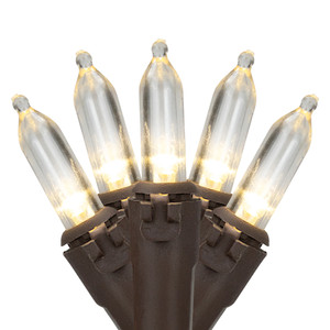 100-Count Warm White LED Mini Christmas Lights, 33 ft Brown Wire