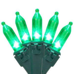 50ct Green LED Mini Christmas Lights, 16.25ft Green Wire