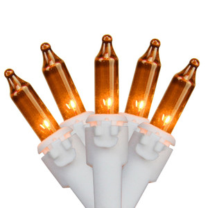 35-Count Orange Mini Christmas Light Set, 7ft White Wire