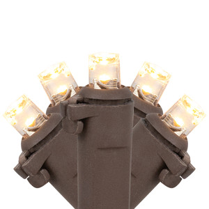 100 Warm White LED Wide Angle Christmas Lights - 33 ft Brown Wire