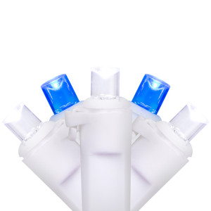 50-Count Blue and White LED Wide Angle Christmas Lights - 16.25 ft White Wire