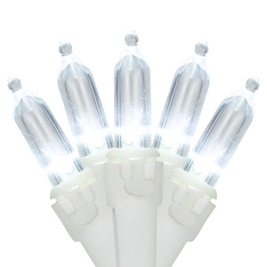 50-Count Pure White LED Mini Christmas Lights, 16.25 ft White Wire