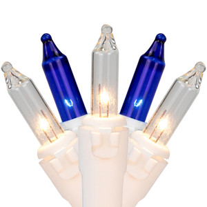 100-Count Blue & Clear Mini Christmas Lights - 21.5ft, White Wire