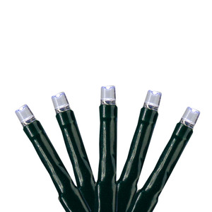 200 Pure White Multi-Function LED M5 Mini Christmas Lights - 20.5 ft Green Wire