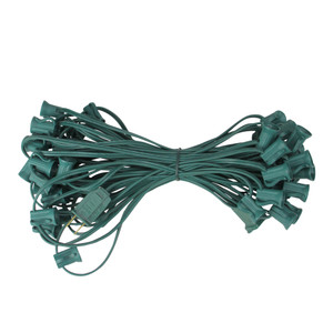 50' Green Contemporary Commercial C7 Christmas Light Socket Set