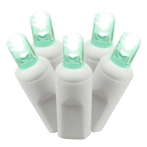 LED Wide Angle Mini Commercial Grade Christmas Lights - Green - 50ct - 24' White Wire