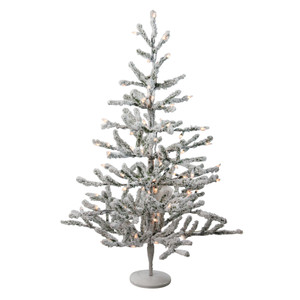 3' Pre-Lit Flocked Alpine Twig Artificial Christmas Tree - Warm White Lights