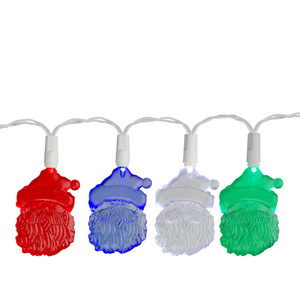 20 Multi-Color Santa Claus LED Novelty Christmas Lights - 10 ft White Wire