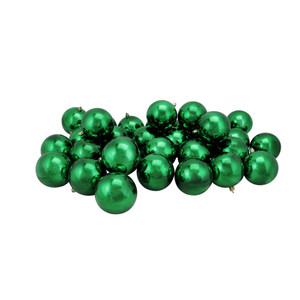 32ct Christmas Green Shatterproof Shiny Christmas Ball Ornaments 3.25" (80mm)