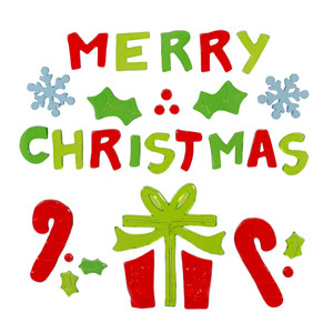 31-Piece Red and Green "Merry Christmas" Gel Christmas Window Clings