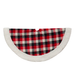 Plaid Mini Christmas Tree Skirt with High Pile Fleece Trim - 20"