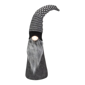 LED Lighted Cone Gnome with Knitted Hat Christmas Figure - 20" - Black and White