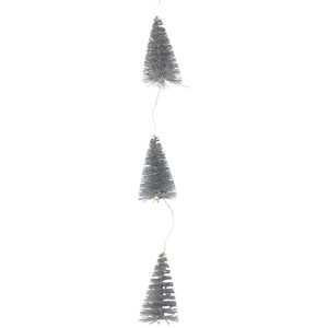 LED Lighted Battery Operated Silver Mini Sisal Tree Christmas Garland - 6.5' - Warm White Lights