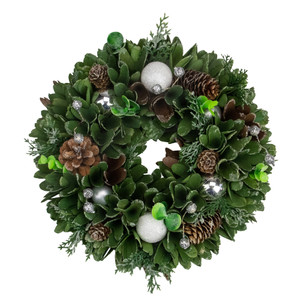 Artificial Christmas Wreath With Pine Cones and Ornaments - 14" Unlit