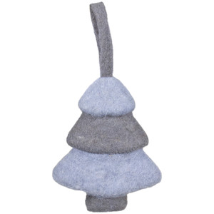 5.75" Gray and Blue Felt Christmas Tree Ornament