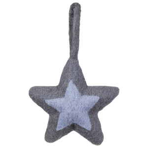 6.25" Shades of Gray Felt Star Christmas Ornament