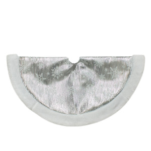 20-Inch Silver and White Metallic Snowflake Mini Christmas Tree Skirt
