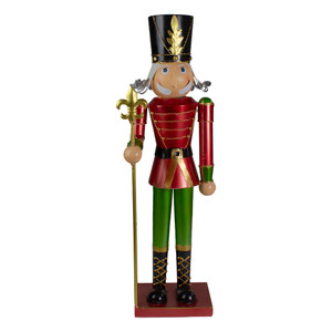 23.75" Red and Green Metal Nutcracker Soldier Christmas Decoration