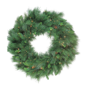 Pre-lit White Valley Pine Artificial Christmas Wreath - 48" - Clear Lights
