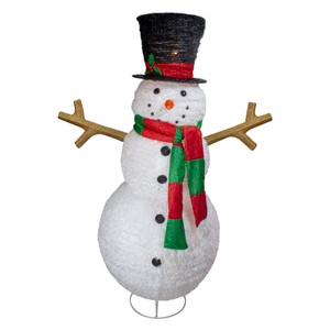 Lighted Tinsel Snowman Outdoor Christmas Decoration - 60" - Warm White Lights