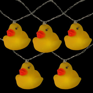 10 Yellow Duck Novelty Light Set, 6-ft Clear Wire