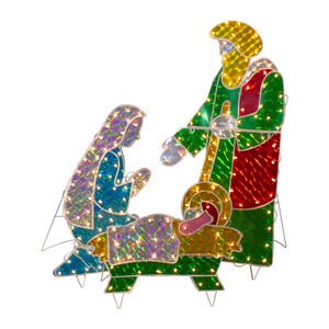 3-Piece Lighted Holographic Christmas Nativity Set Outdoor Decoration - Clear Lights