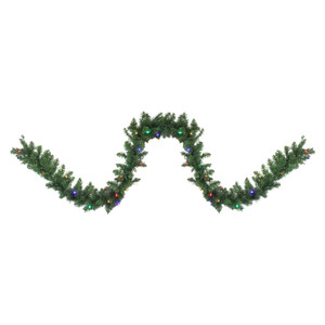 Pre-Lit Northern Pine Artificial Christmas Garland - 9' x 10" - Multicolor LED Lights