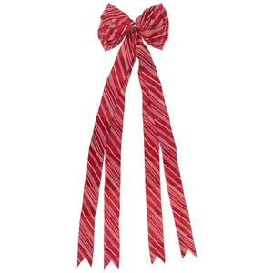 48" x 10" Red and White Striped 16 Loop Christmas Bow Decoration