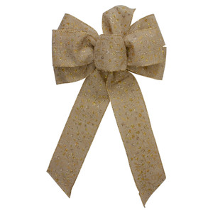 Glittered Polka Dots 6-Loop Burlap Christmas Bow Decoration - 9" x 14"