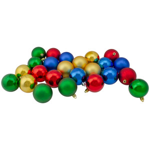 24ct Multi Shatterproof 2-Finish Christmas Ball Ornaments 2.5" (60mm)