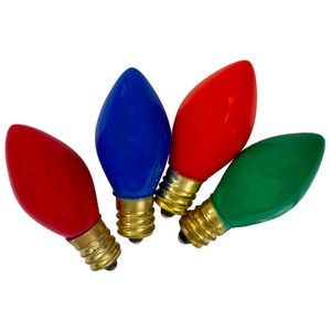 Pack of 4 Multi-Color Opaque C7 Christmas Replacement Bulbs