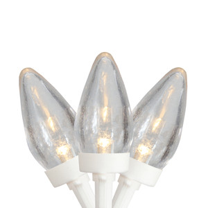 25 Count Warm White LED C7 Christmas Lights, 16 ft White Wire