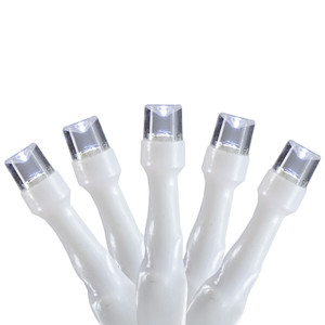 10 B/O Pure White LED Wide Angle Christmas Lights , 3ft White Wire