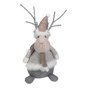 LED Lighted Wrapped Antlers Knitted Reindeer Christmas Figure - 18"