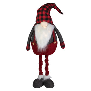 LED Lighted Extendable Plaid Gnome Christmas Figure - 41"