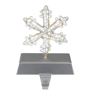 7.5" LED Lighted Silver Wired Snowflake Christmas Stocking Holder