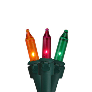 50-Count Multicolor Mardi Gras Mini Light Set, 10ft Green Wire
