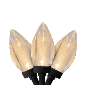 25 Count Warm White LED C9 Christmas Lights, 16 ft Black Wire