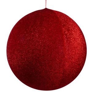 Inflatable Tinsel Commercial Christmas Ball Outdoor Ornament - 23.5" - Red