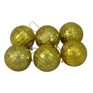 6ct Gold Mirrored Disco Ball Christmas Ornaments 2.75" (70mm)