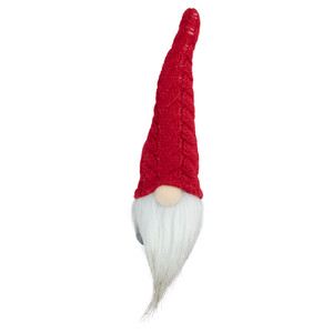 Gnome with Knitted Hat Christmas Decoration - 8" - Gray and Red