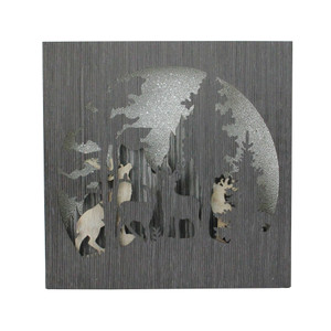 13.75" Glittered Winter Woodland Deer Christmas Shadow Box Table Decoration