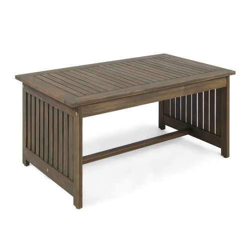 40" Gray Traditional Handcrafted Rectangular Outdoor Coffee Table