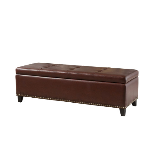 51" Brown Traditional Tufted Rectangular Storage Ottoman