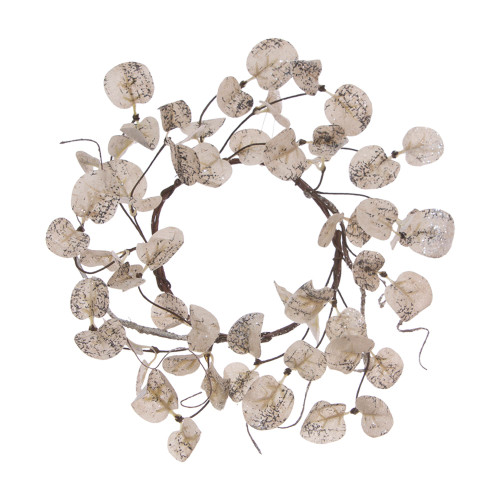 Set of 4 Pearl White Round Leaf Candle Ring