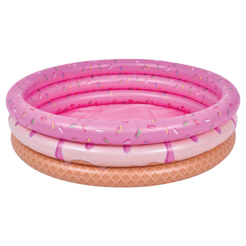 47" Inflatable 3 Ring Pink Doughnut Kiddie Swimming Pool
