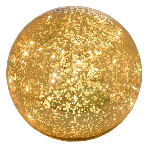 6'' Gold Pre-Lit Round Mercury Orb Christmas Tabletop Decor