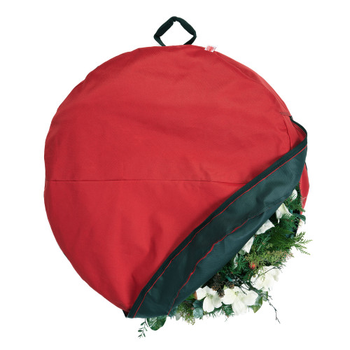 30" Red Unique Christmas Wreath Storage Bag with Direct Suspend