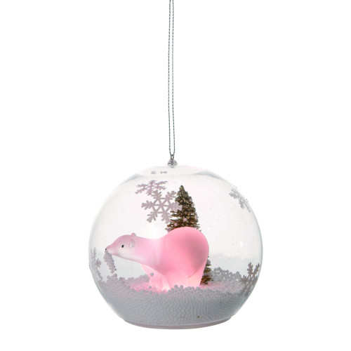 2ct White and Pink Pre-Lit Lighted Color Changing Diorama Orns Christmas Ornaments 5"